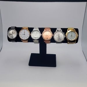 6 quartz watches various brands metal bands that buckle like a leather band